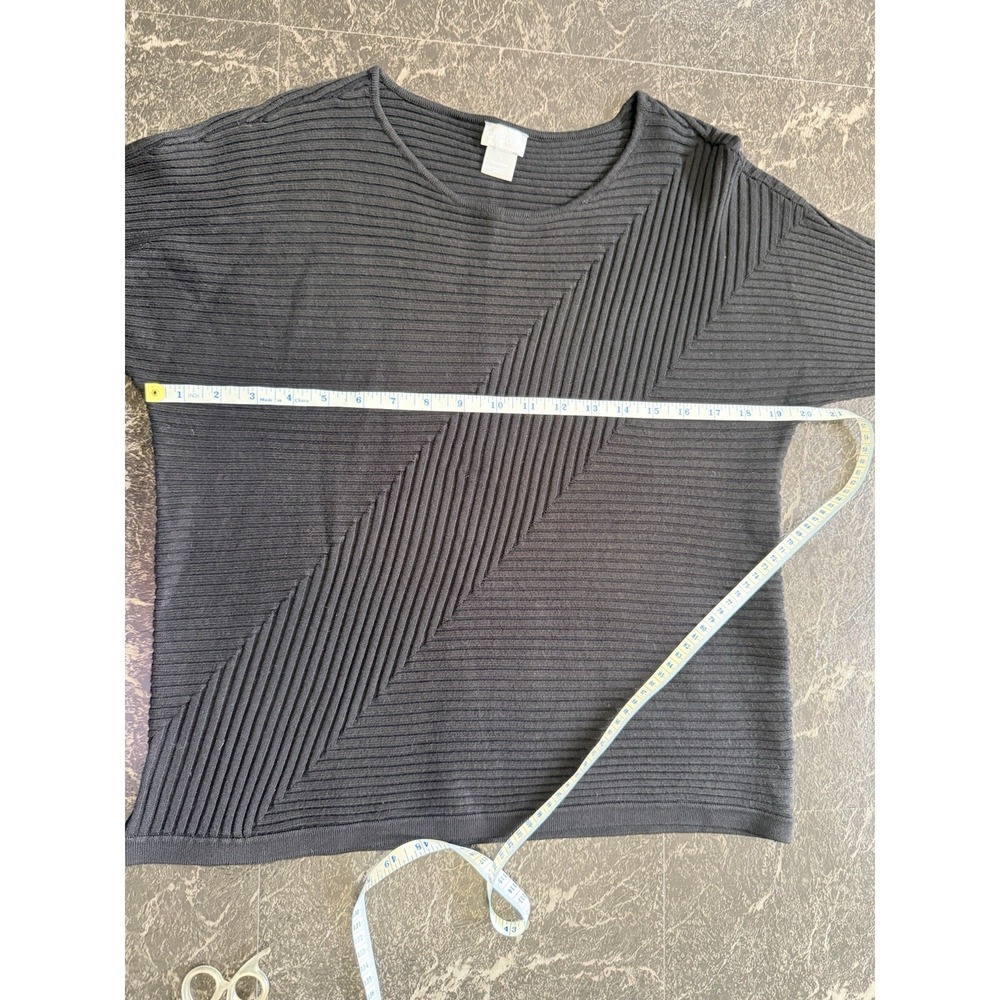 Chico Sweater Women's Black Ribbed Size Medium 3/4 Length Sleeve - Picture 5 of 8
